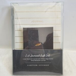 Gartner Studios Cream Gray Gold Bookcloth Journal 2 Piece Gift Set NWT